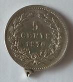 medaillon munthanger; 5 cent 1876,  volgnr 21, Postzegels en Munten, Munten | Nederland, Ophalen of Verzenden, Koning Willem II
