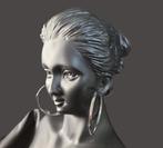 Zilveren gladde creolen vierkante buis gerhodineerd. 2026/67, Hangers, ., Nieuw, Ophalen of Verzenden