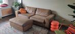 Groenbruin leren bank, Huis en Inrichting, Ophalen of Verzenden, Zo goed als nieuw, Leer