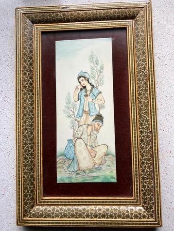Perzisch handgeschilderd schilderij in Khatamlijst Isfahan  beschikbaar voor biedingen