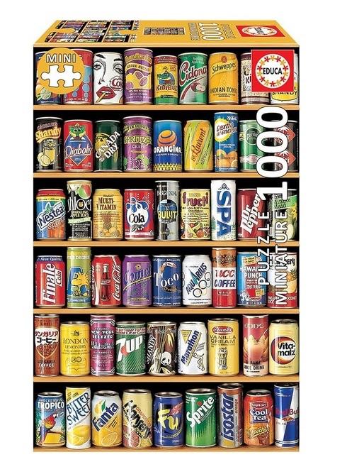 ZGAN puzzel 1000 Miniature Soda Cans blikjes 100% compleet!, Hobby en Vrije tijd, Denksport en Puzzels, Zo goed als nieuw, Legpuzzel