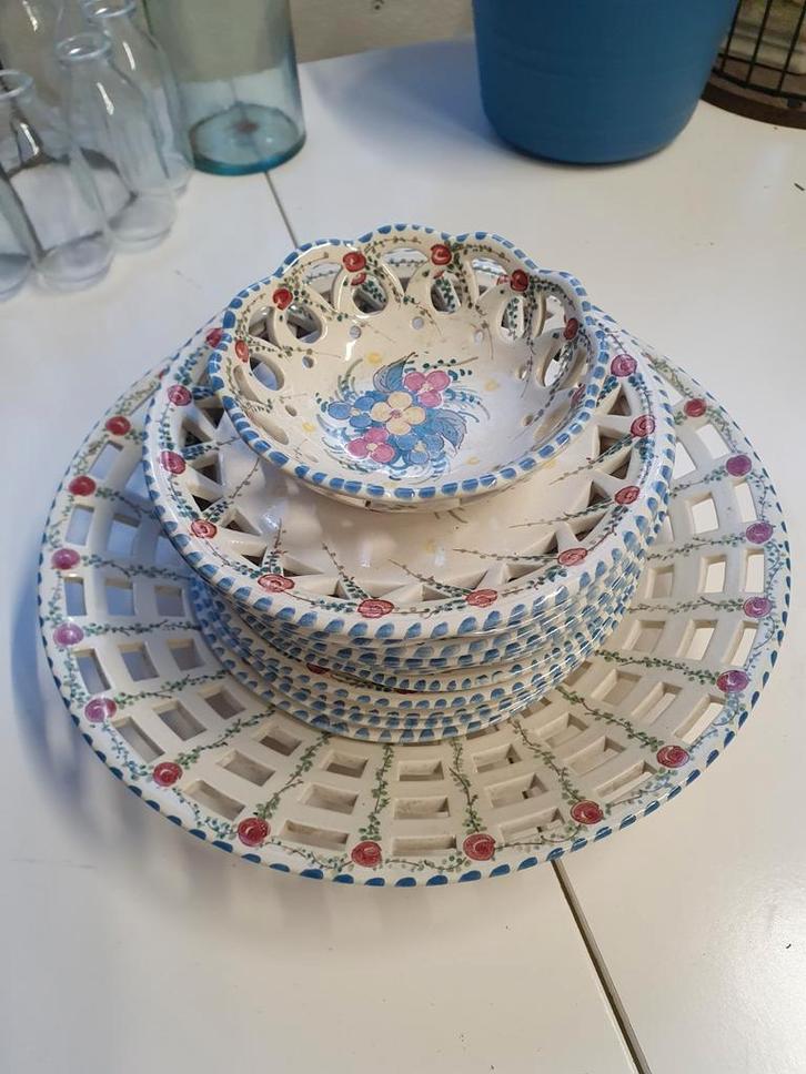 Zenith Gouda aardewerk Schaal/Mand Set handgeschilderd, Antiek en Kunst, Antiek | Keramiek en Aardewerk, Ophalen of Verzenden