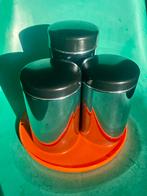 Vintage blikkenset voorraad chrome zwart Brabantia, Ophalen of Verzenden, Gebruikt, Beschuit