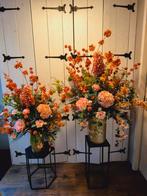 Bloemstuk xxl en xl heel fleurig met goud metalen vaas / pot, Ophalen, Zo goed als nieuw