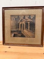 Oude Houten Lijst met Brug Tekening, Ophalen