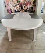 Grote houten (eet)tafel met leerinleg, Ophalen, Gebruikt, 150 tot 200 cm, 200 cm of meer