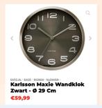 Karlsson Maxie Wandklok - Zwart/antraciet, Ophalen of Verzenden, Zo goed als nieuw, Analoog, Wandklok