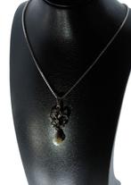 Diamanten parel antieke 14k gouden hanger ketting zilver, Ophalen of Verzenden, Goud, Ketting, Met edelsteen