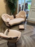 Heel mooi antiek sofa setje met voetenbankje en stoel, Ophalen, Zo goed als nieuw, Eenpersoons, Minder dan 150 cm