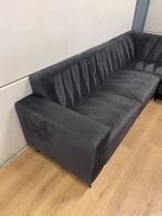 Mooie luxe grijze antraciet velvet suede hoekbank  GEREINIGD, Huis en Inrichting, Ophalen, 250 tot 300 cm, Luxe, Hoekbank