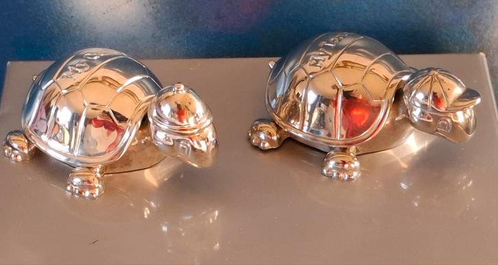 My teeth, my curling (child).Turtle. Silverplated. Zie tekst, Antiek en Kunst, Curiosa en Brocante, Ophalen