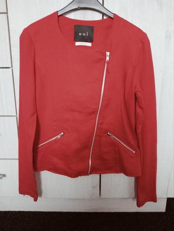 Oui jasje blazer linnen/tricot maat 38 rood zeer goede staat beschikbaar voor biedingen