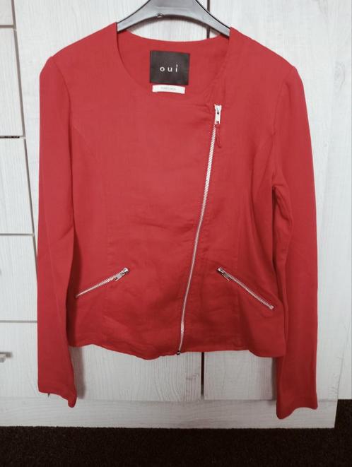 Oui jasje blazer linnen/tricot maat 38 rood zeer goede staat, Kleding | Dames, Jasjes, Kostuums en Pakken, Zo goed als nieuw, Jasje
