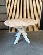 Massief Eiken Eettafels Rond - Witte Matrix Poot - Nieuw, 100 tot 150 cm, Nieuw, Ophalen of Verzenden, Eikenhout