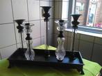 Mooie deco kaarsen kandelaar, metaal/glas, mooi en apart., Huis en Inrichting, Woonaccessoires | Kandelaars en Kaarsen, Ophalen of Verzenden
