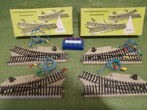 Marklin 4 M elektrische wissels 5117 + 7072 Verzenden kan, Hobby en Vrije tijd, Modeltreinen | H0, Zo goed als nieuw, Rails, Wisselstroom