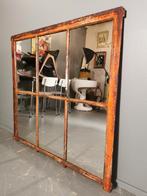 Oud gietijzeren raam spiegel / stalraam, Huis en Inrichting, Woonaccessoires | Spiegels, 100 tot 150 cm, Gebruikt, Rechthoekig