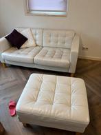 Witte leren bank, Huis en Inrichting, Banken | Bankstellen, Ophalen, Gebruikt, 150 tot 200 cm, Tweepersoons