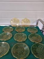 gebakbordjes amber glas vintage 11 stuks, Ophalen of Verzenden
