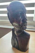 Borstbeeld afrikaans houtsnijwerk  38 cm  15 cm  zwaar beeld, Antiek en Kunst, Ophalen of Verzenden