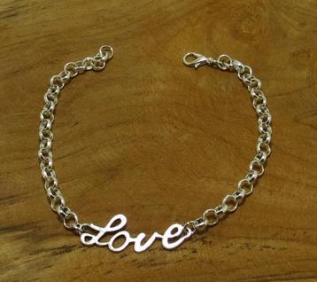 zilverplated jasseron armband  loveletters tussen stuk 24cm beschikbaar voor biedingen