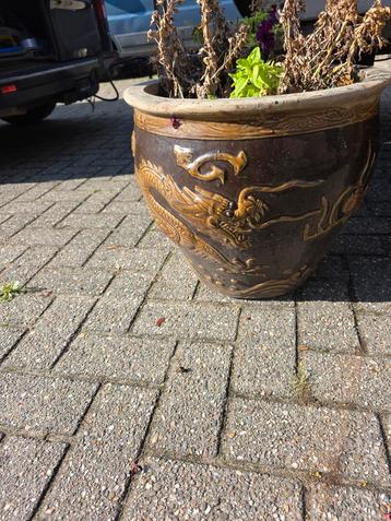 Vintage Chinese Draken Cachepot Plantenpot - Paar beschikbaar voor biedingen