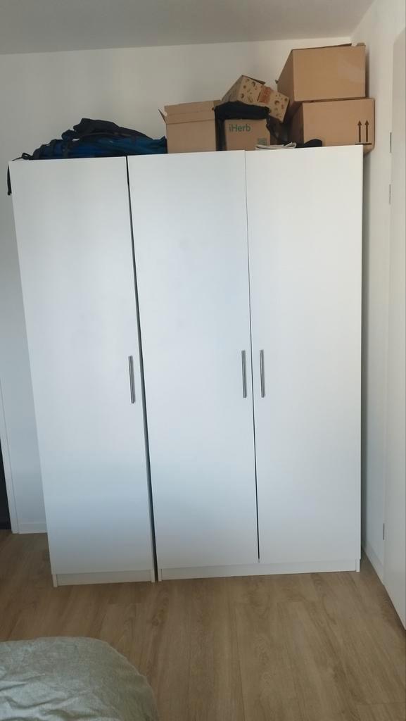 Witte Kledingkast Set (3-deurs) incl. Legplanken, Huis en Inrichting, Kasten | Kledingkasten, Zo goed als nieuw, 200 cm of meer