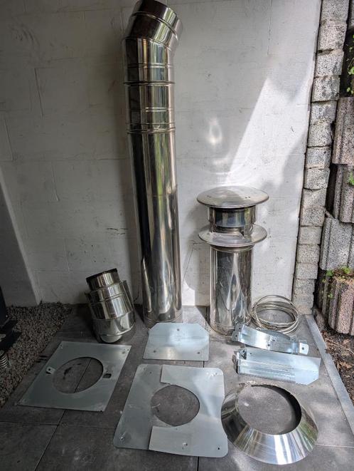 Schoorsteen RVS dubbelwandig 150-200mm, Doe-het-zelf en Verbouw, Buizen en Afvoer, Gebruikt, Overige typen, Rvs, Minder dan 2 meter