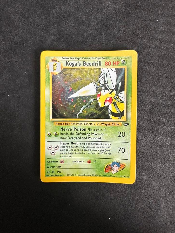 2x Koga’s Beedrill Gym Challenge 9/132, Hobby en Vrije tijd, Verzamelkaartspellen | Pokémon, Zo goed als nieuw, Losse kaart, Ophalen of Verzenden