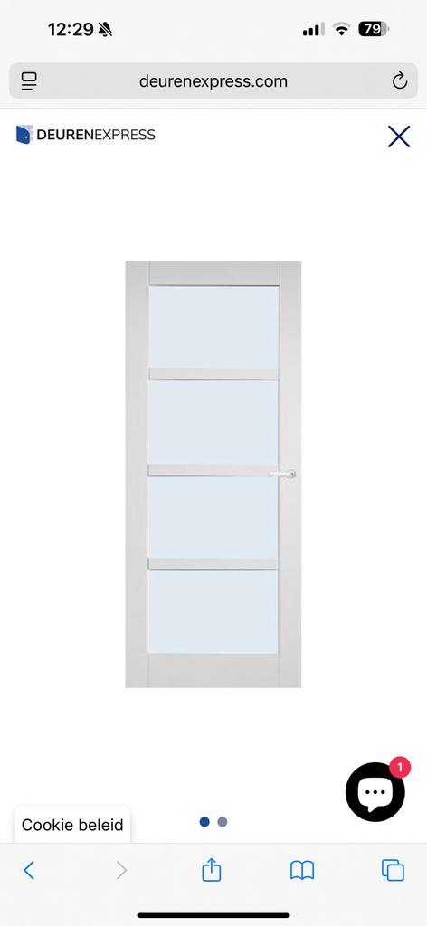 CanDo binnendeur Hilton 4 vaks blank glas 83x201,5 stomp, Diversen, Agenda's, Zo goed als nieuw, Ophalen