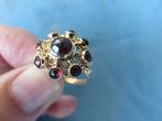 Antieke ring in 14 karaat goud met granaat stenen - 20e eeuw, Sieraden, Tassen en Uiterlijk, Antieke sieraden, Ophalen of Verzenden