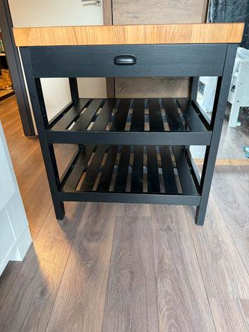 IKEA VADHOLMA Keukeneiland - Zwart/Eiken beschikbaar voor biedingen