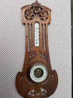 Antieke houten barometer met thermometer., Audio, Tv en Foto, Weerstations en Barometers, Ophalen, Gebruikt, Weerstation