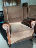 Bruine fauteuil stof/leder - Zeer goede staat, Ophalen, Gebruikt, Stof, 50 tot 75 cm