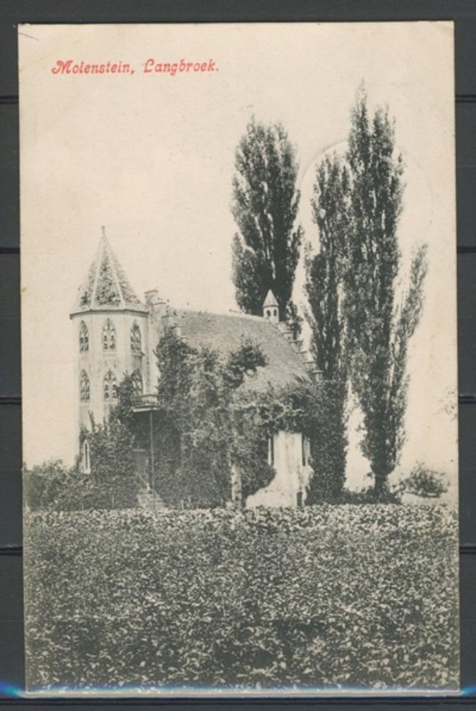 Langbroek 1910 Molestein Kerk Ansichtkaart m-53a jdu, Verzamelen, Ansichtkaarten | Nederland, Gelopen, Utrecht, Voor 1920, Ophalen of Verzenden