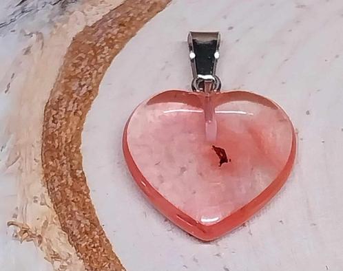 hangertje glazen hartje roze, Sieraden, Tassen en Uiterlijk, Kettinghangers, Overige materialen, Roze, Hart, Ophalen of Verzenden