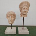 Portretkop buste, beeld van Apollo en Juno op Travertin voet, Ophalen of Verzenden