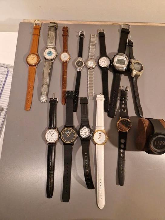 Partij Dames en Herenhorloges 14x, Sieraden, Tassen en Uiterlijk, Horloges | Dames, Gebruikt, Overige merken, Staal, Ophalen of Verzenden