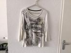Shirt met 3/4 mouwen print-strass steentjes maat 42, Wit, Maat 42/44 (L), Ophalen of Verzenden, Zo goed als nieuw