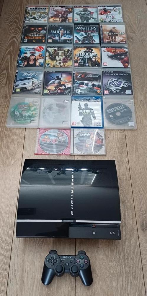 PS3 CECHC04 Backwards Compatible + 21 Games + Controller, Spelcomputers en Games, Spelcomputers | Sony PlayStation 1, Gebruikt