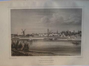82 / Schoonhoven van de rivierzijde  Staalgravure 1860 beschikbaar voor biedingen