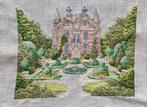 Borduurwerk, zijde, landhuis, villa, bloem, tuin, vintage, Ophalen
