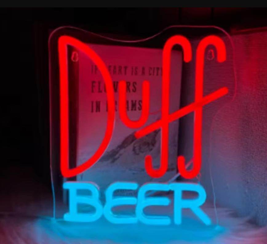 LED lamp neon stijl Duff Beer (24.5x22cm), Ophalen of Verzenden, Nieuw, Lichtbak of (neon) lamp