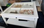 Witte Salontafel met Glazen Blad, Huis en Inrichting, Tafels | Salontafels, Gebruikt, Vierkant, Glas, Minder dan 50 cm