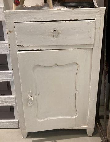 Brocante oud houten kastje - nachtkastje / Biedermeier beschikbaar voor biedingen