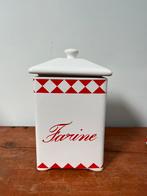 Antieke Farine (meel) voorrraadpot. Wit met rood, Antiek en Kunst, Ophalen of Verzenden