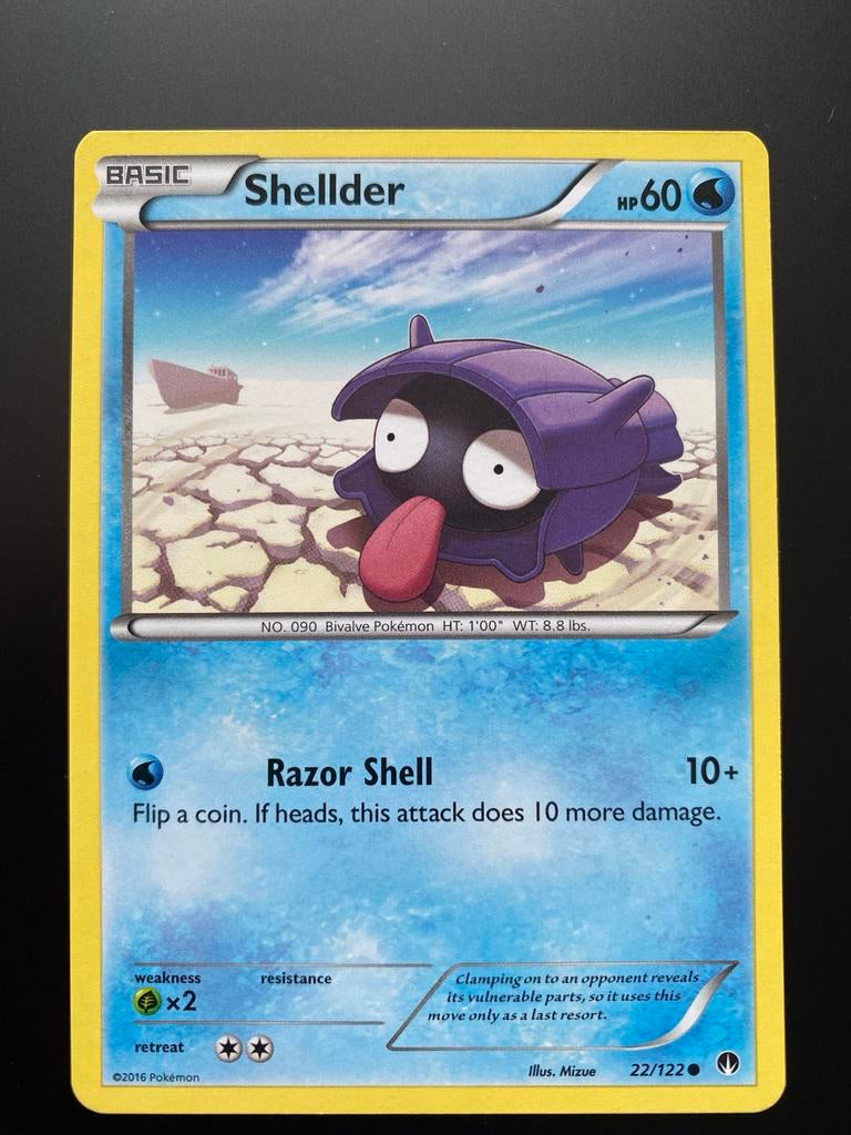 Shellder 22/122 Pokémon XY Breakpoint 2016 Mint Packfresh, Ophalen of Verzenden, Zo goed als nieuw, Losse kaart