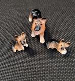 Vintage set 3 stuks mini herdershonden porseleinen beeldjes, Verzenden, Zo goed als nieuw, Dier