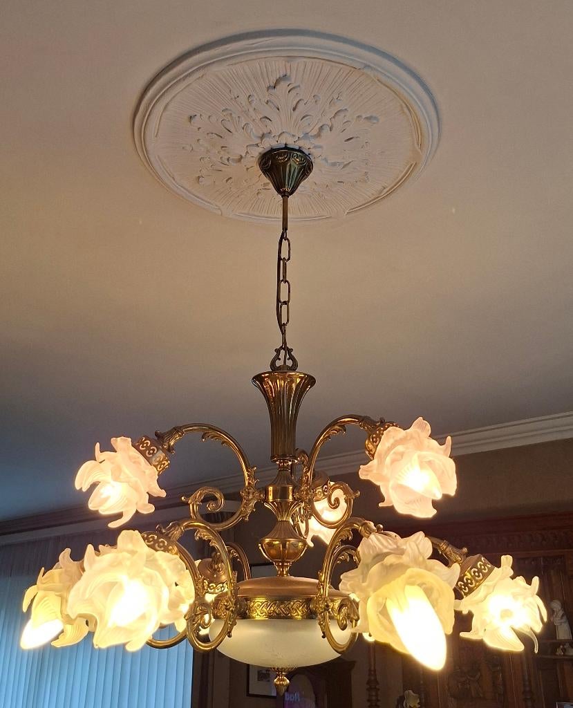 Messing Kroonluchter, Huis en Inrichting, Lampen | Kroonluchters, Ophalen, Gebruikt