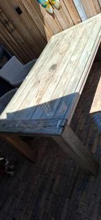 Zware houten tuintafel met glasplaat, Ophalen, Zo goed als nieuw, Rechthoekig, Hout